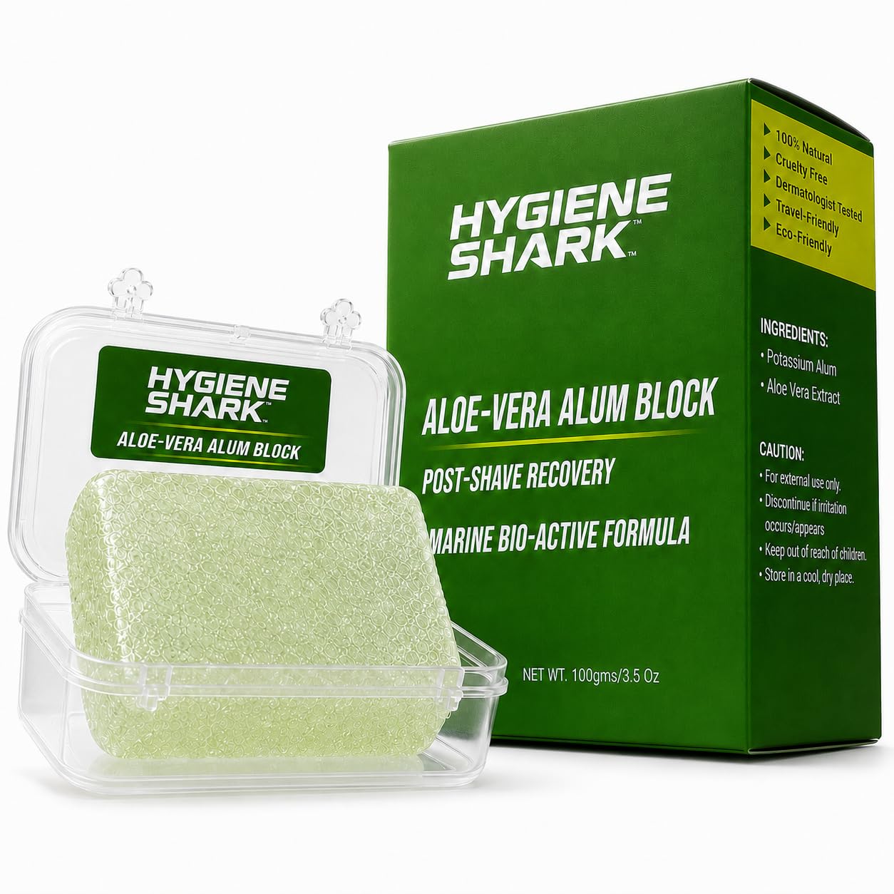 Aloe Vera Alum Block for Razor Bumps and Ingrown Hair Prevention, Natural After Shave for Women, Soothes Razor Burn on Bikini Line, Legs, Underarms, Alcohol and Fragrance Free, 100 g