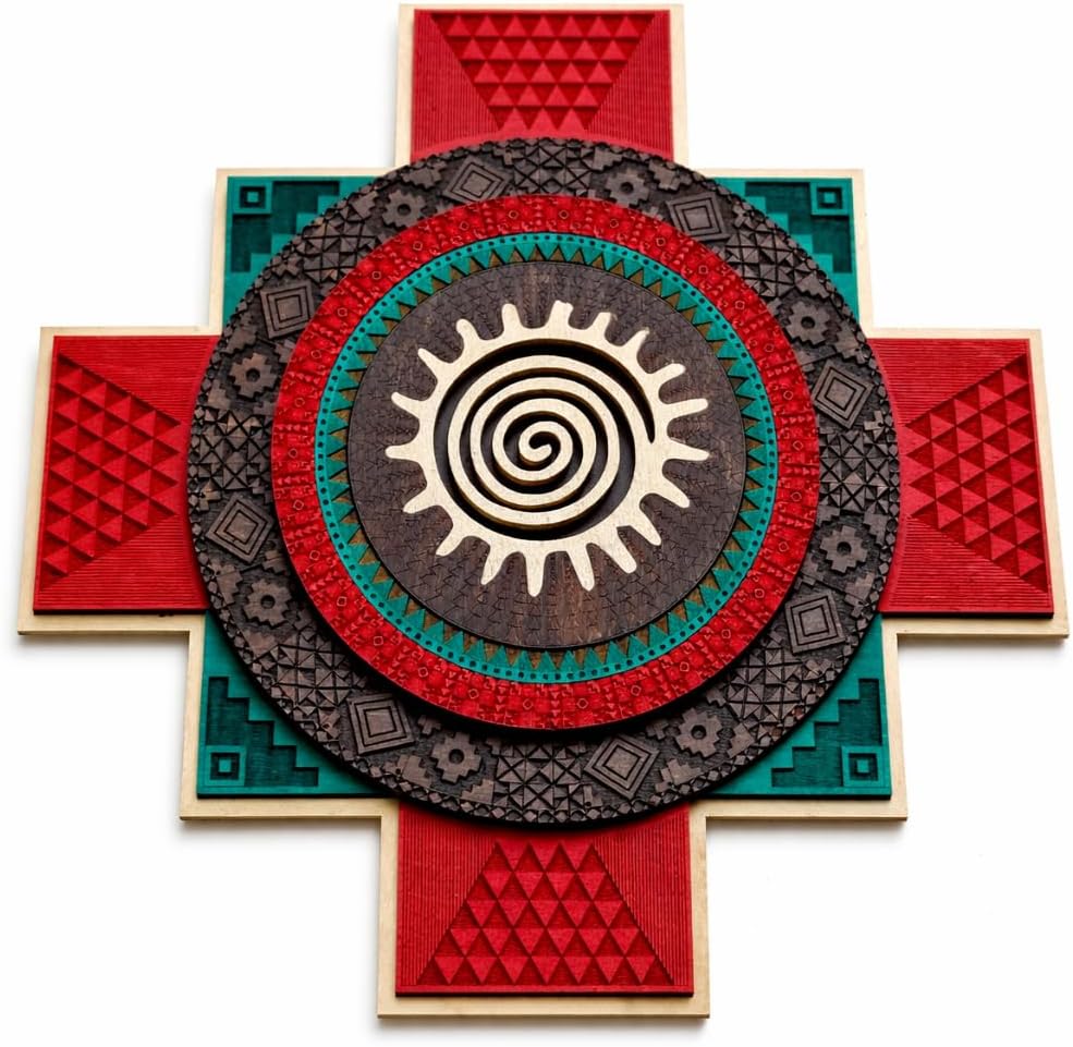 Anatoliawood Chakana inca symbol, Wooden chakana, Chakana (34x34 cm, GREEN)