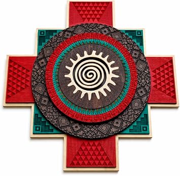 Anatoliawood Chakana inca symbol, Wooden chakana, Chakana (50x50 cm, GREEN)