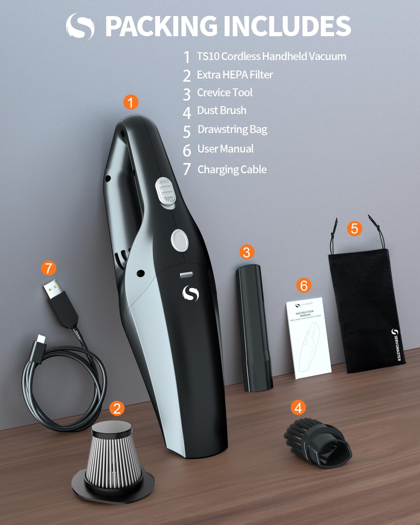 Aspirador Coche Recargable, Aspirador De Mano Potente, Aspiradora De Mano Sin Cable Pare Filtro HEPA, Mini Aspiradora para Hombres y Mujeres, Accesorios para Limpieza Interior