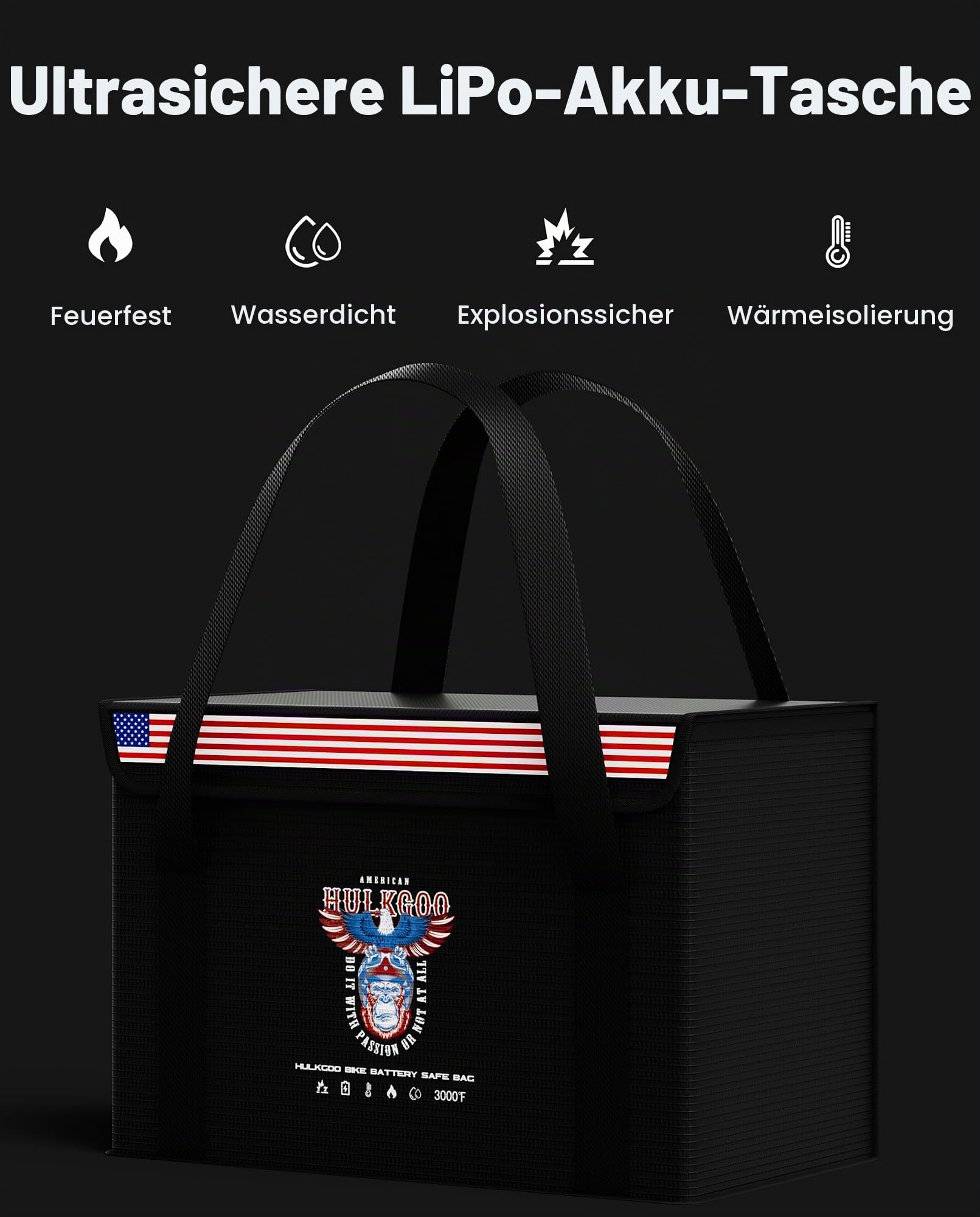 12 V 100 Ah LiFePO4 Lithium-Batterie, feuerfeste sichere Tasche, große Kapazität, explosionsgeschützte Batterietasche, LiPO-sichere Tasche, wasserdichte Batterie-Aufbewahrungsbox (35,6 x 24,1