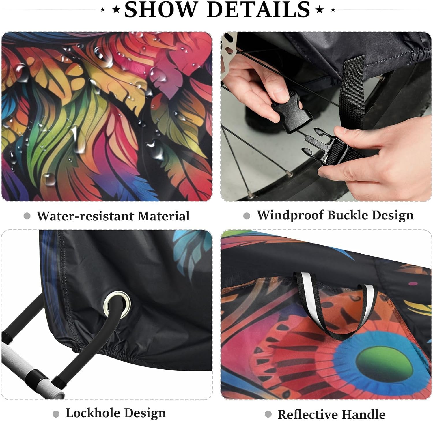 ALAZA Rainbow Owl Print Boho Bike Cover Waterproof Outdoor Ebike Bicycle Covers Tarp Protection for 1/2 Bikes, Sun UV Dust Wind Proof