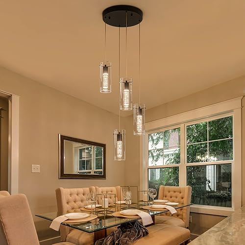 Miniatura 102 de Lámpara de techo colgante, iluminación LED de cocina, luces colgantes de cristal para isla de cocina, lámpara colgante de cocina moderna con vidrio