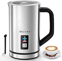 Secura Electric Milk Frother & Steamer - Stainless Steel 8.4oz Hot/Cold Foam Maker for Lattes, Cappuccinos, Macchiatos