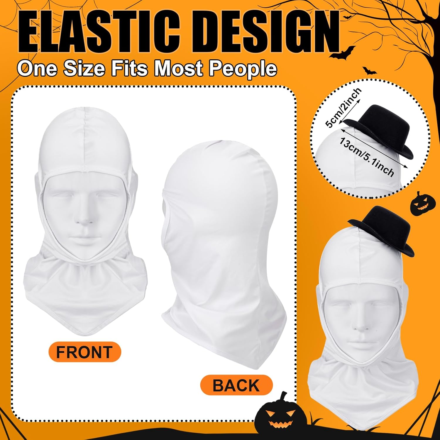 Yahenda 4 Pcs Halloween White Clown Costume Men Horror Clown Costume Accessories Include Open Face Mask Mini Top Hat Collar and Gloves for Adults Cosplay Party - Image 3