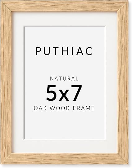 5x7 Oak Wood Picture Frame - Minimalist 5x7 Picture Frame, 5"x7" Frame Wood, Natural Solid Wooden Picture Frames for Wall Art Photo and Prints(1 Pack, Beige)