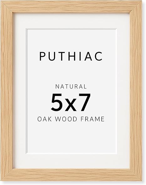 5x7 Oak Wood Picture Frame - Minimalist 5x7 Picture Frame, 5"x7" Frame Wood, Natural Solid Wooden Picture Frames for Wall Art Photo and Prints(1 Pack, Beige)
