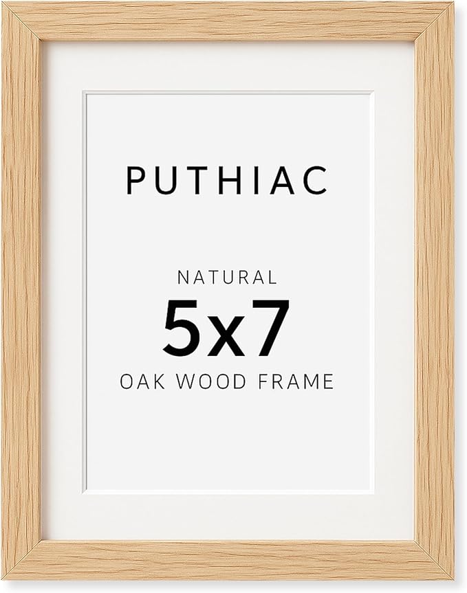 5x7 Oak Wood Picture Frame - Minimalist 5x7 Picture Frame, 5"x7" Frame Wood, Natural Solid Wooden Picture Frames for Wall Art Photo and Prints(1 Pack, Beige)