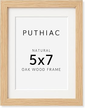 5x7 Oak Wood Picture Frame - Minimalist 5x7 Picture Frame, 5"x7" Frame Wood, Natural Solid Wooden Picture Frames for Wall Art Photo and Prints(1 Pack, Beige)