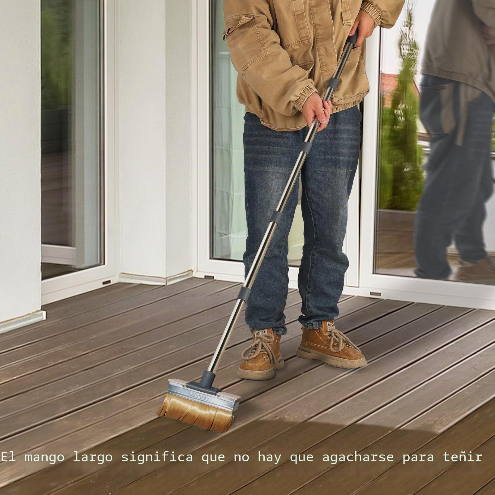 Mitclear Brochas Pintura para Cubiertas con Mango Largo (150cm), Pincel Plano de 18cm con Cerdas Gruesas, Brocha Pintura de Suelo Madera Exterior, Cepillo de Pintura para Grandes Superficies, Barniz