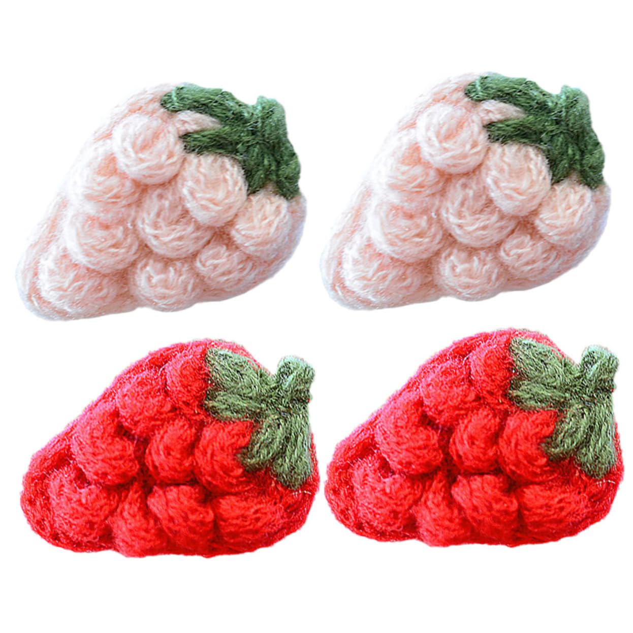 Handmade Plush Strawberry Hair Clips, Barrettes and Bangs Clips for Girls - Hair Accessories Decoration