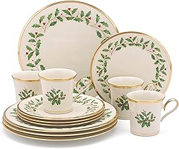 Lenox 6122048 Holiday 12-Piece-Plate-&-Mug Set, Christmas Dinnerware, Hosting
