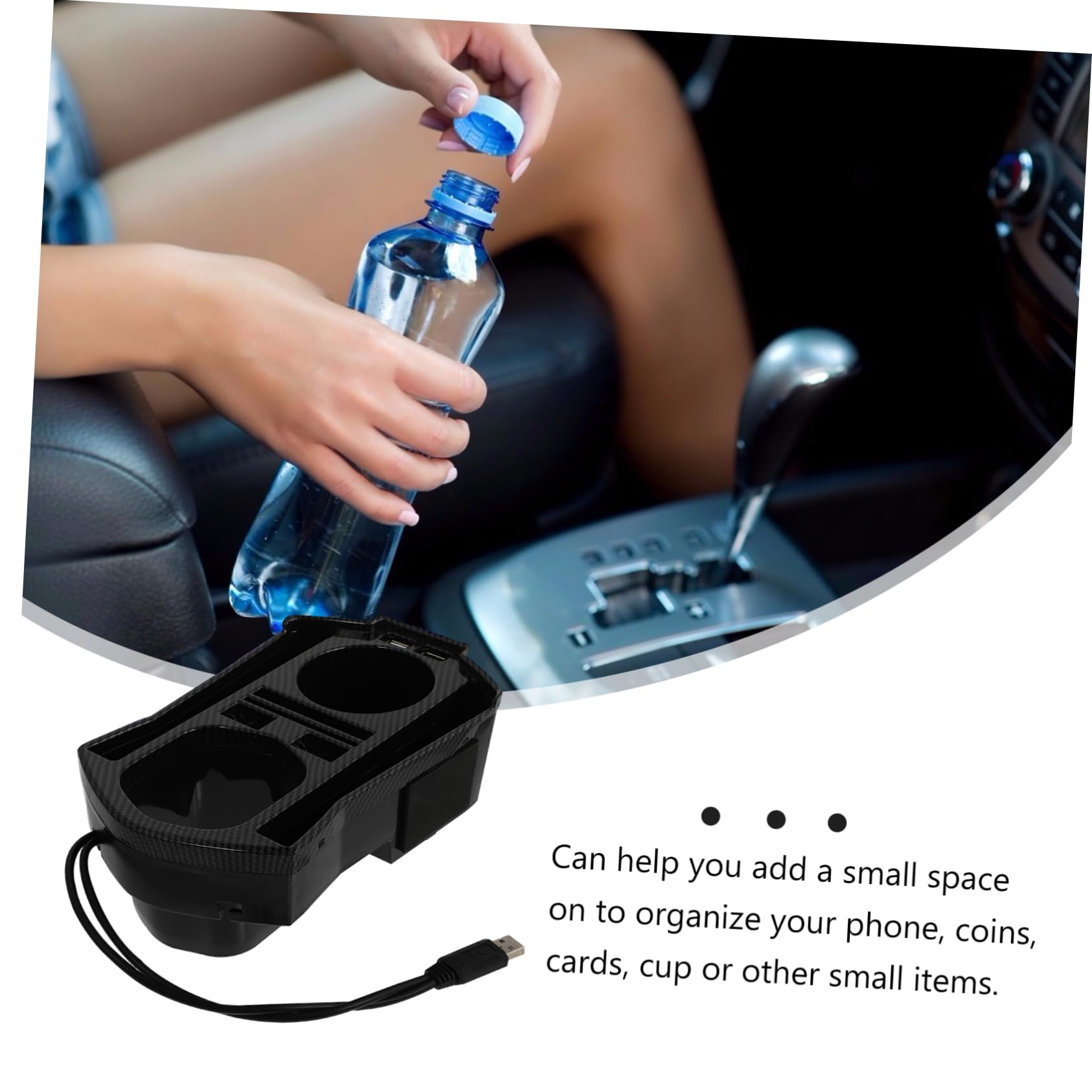 2pezzi Organizer Per Console Centrale Auto Con Porta Usb Scatola Portaoggetti Per Bicchieri Contenitore Per Auto Design Compatto e Facile Da Installare Per Viaggi e Uso Quotidiano