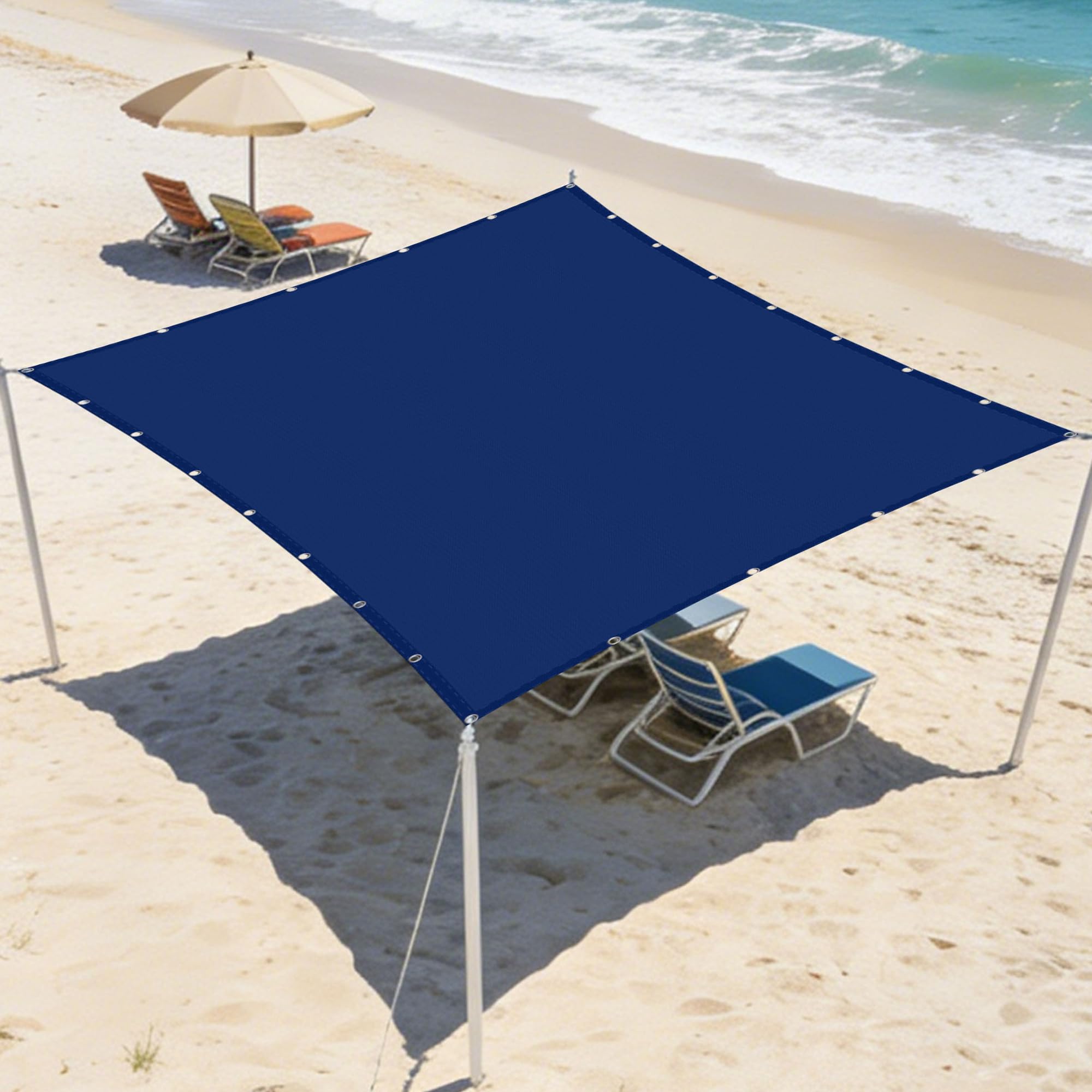 Toile d'ombrage rectangulaire contre le vent bleu foncé pour l'été en plein air