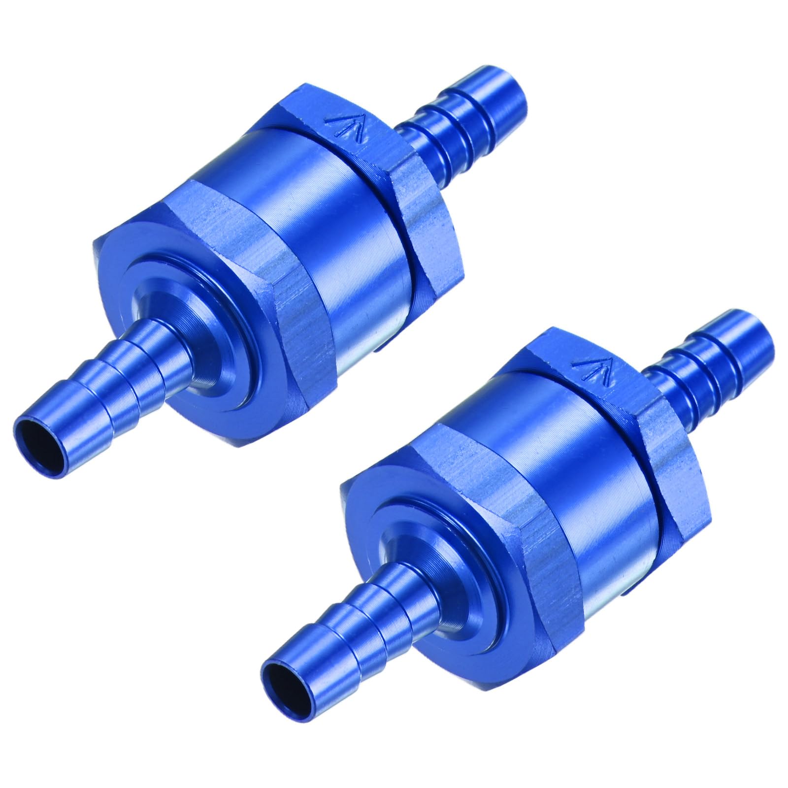 2-Pack Fuel Oil Check Valve, 1/4" 6mm Aluminum Alloy Non Return One Way Check Valve for Fuel Line/Petrol/Diesel/Water/Oil/Gas [Blue]