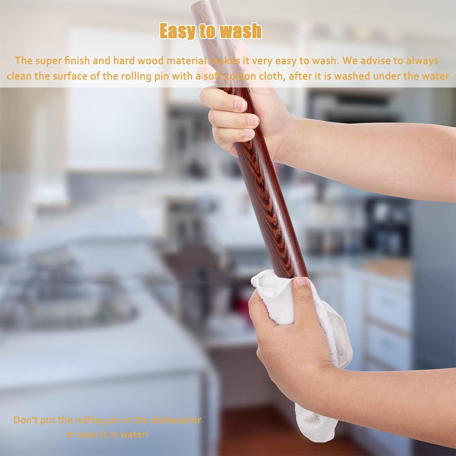 Rodillo de amasar cocina Rodillo Para Masa Antiadherente, Rodillo Recto De 50 65 Cm Para Pasta De Fideos Masa De Hojaldre, Rodillos De Madera Maciza Para Wonton Bao Bun Pan Tortilla Pizza(L 65cm/25.6i