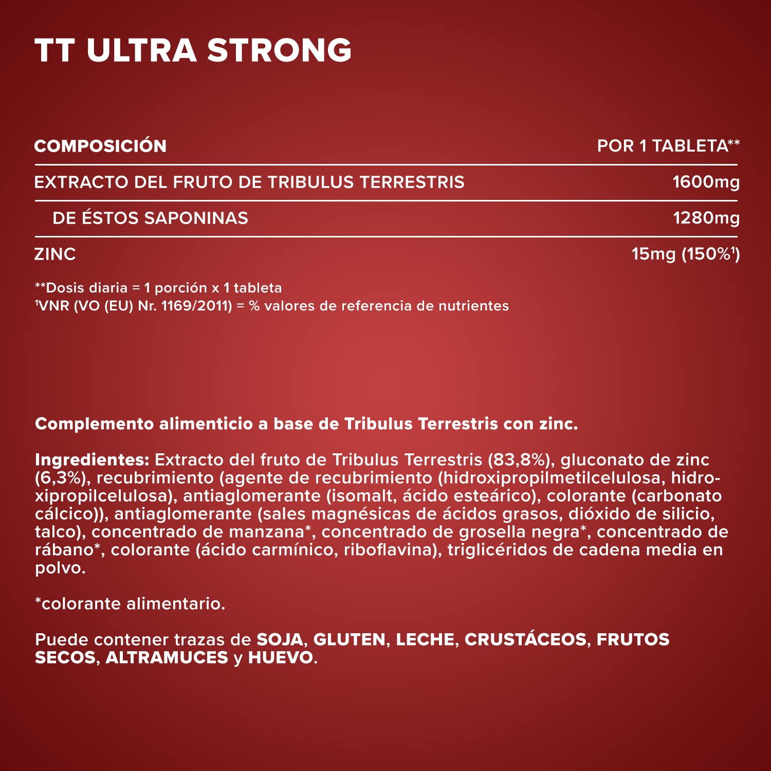 IronMaxx TT Ultra Strong Tribulus Terrestris - 180 pastillas | 1600mg de extracto de Tribulus Terrestris por pastilla|alta dosis, con zinc