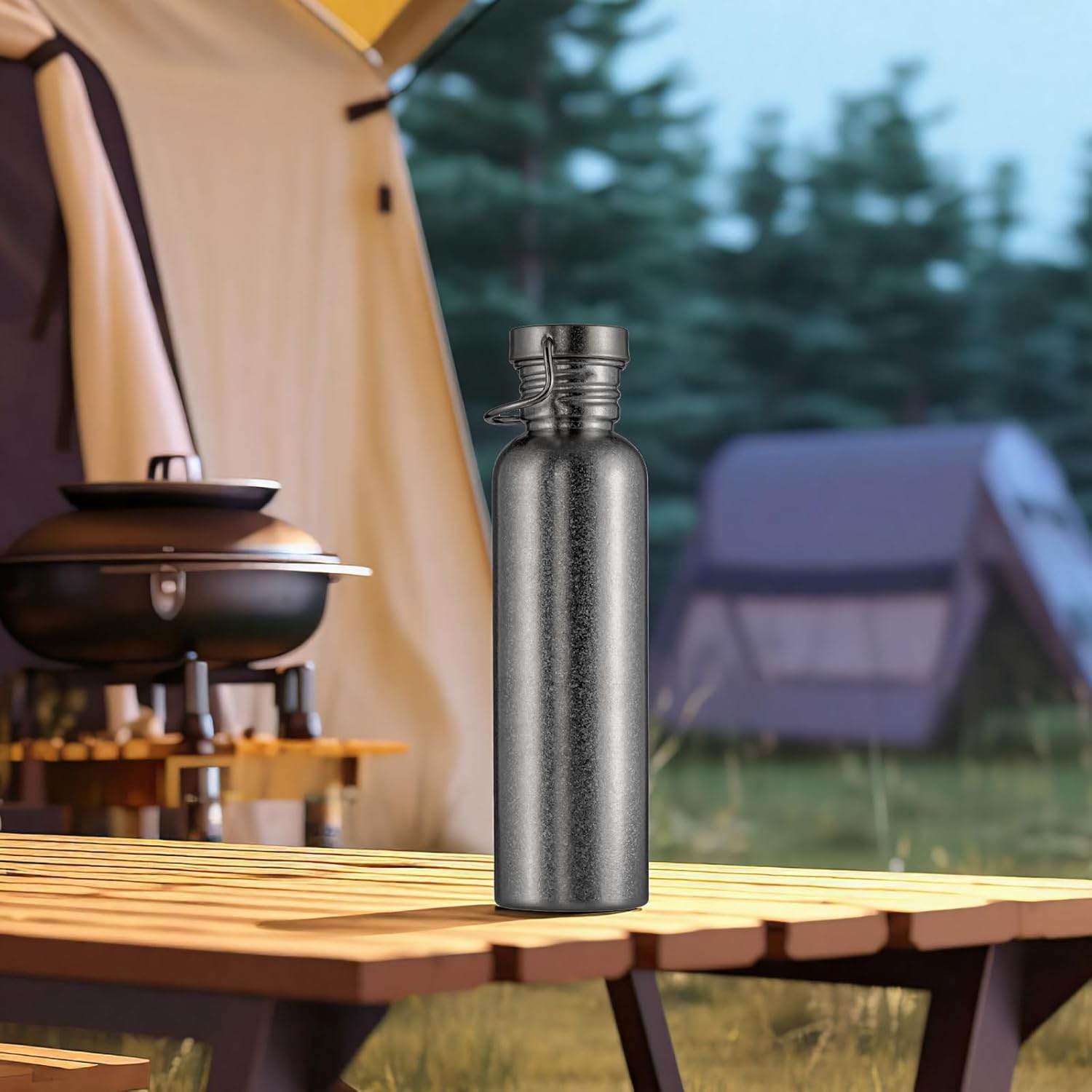 20.3oz Titanium Sports Water Bottle with Lid, Wide Mouth Leakproof & Reusable, Lightweight Sports Drinking Bottle for Camping, Hiking, Cycling and Outdoor Activities - Image 8