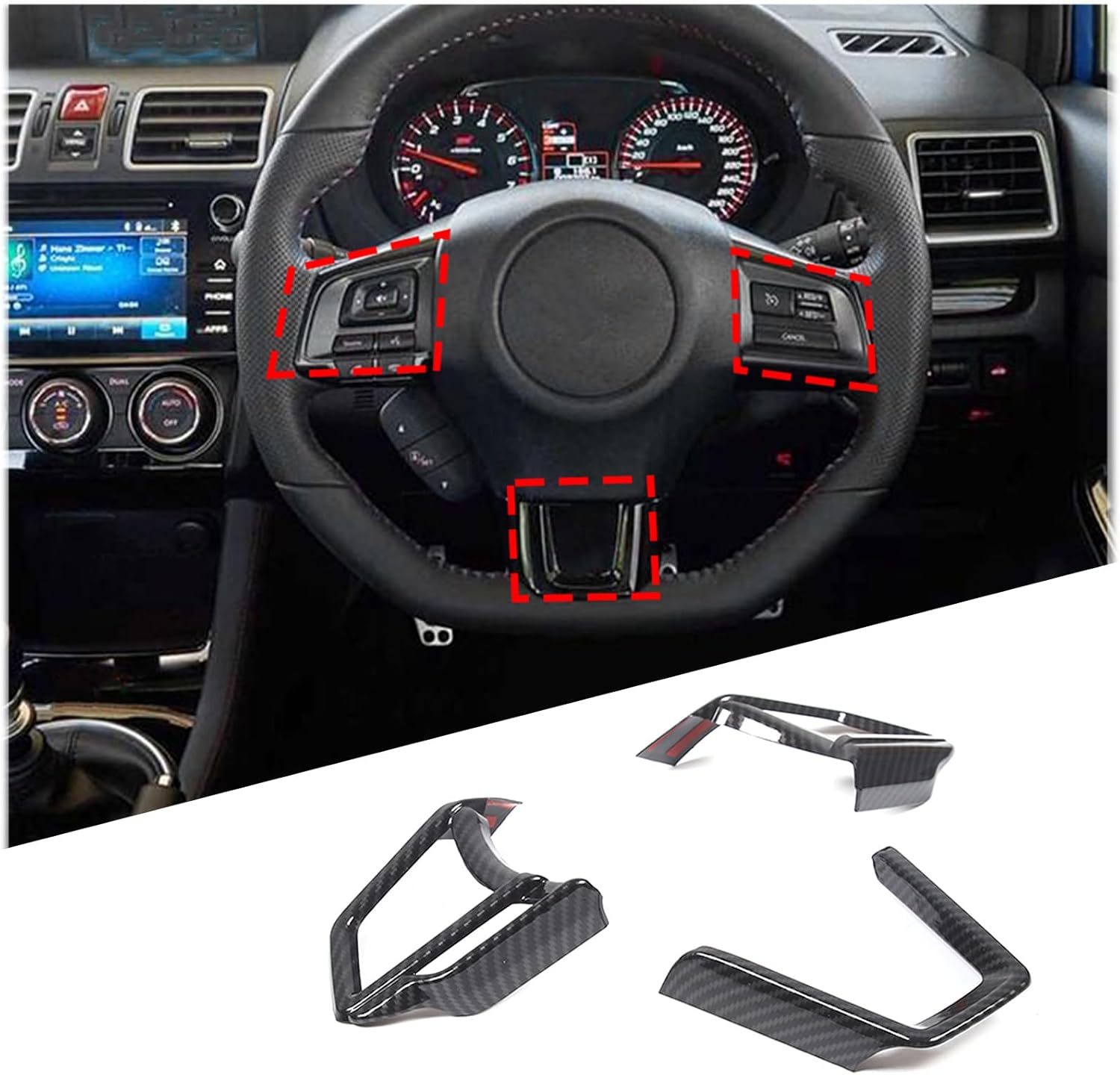 Button Frame Cover Trim Compatible with Subaru WRX 2022 2023 2024, Car Panel Protection Frame Molding Trim WRX 2022Accessories (Carbon Fiber Pattern-Manual Transmission)