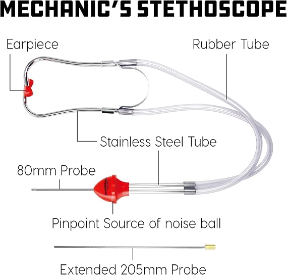 Powerbuilt Automotive Mechanic's Stethoscope Engine Diagnostic Tool, Engine Issue Detection Large 640582
