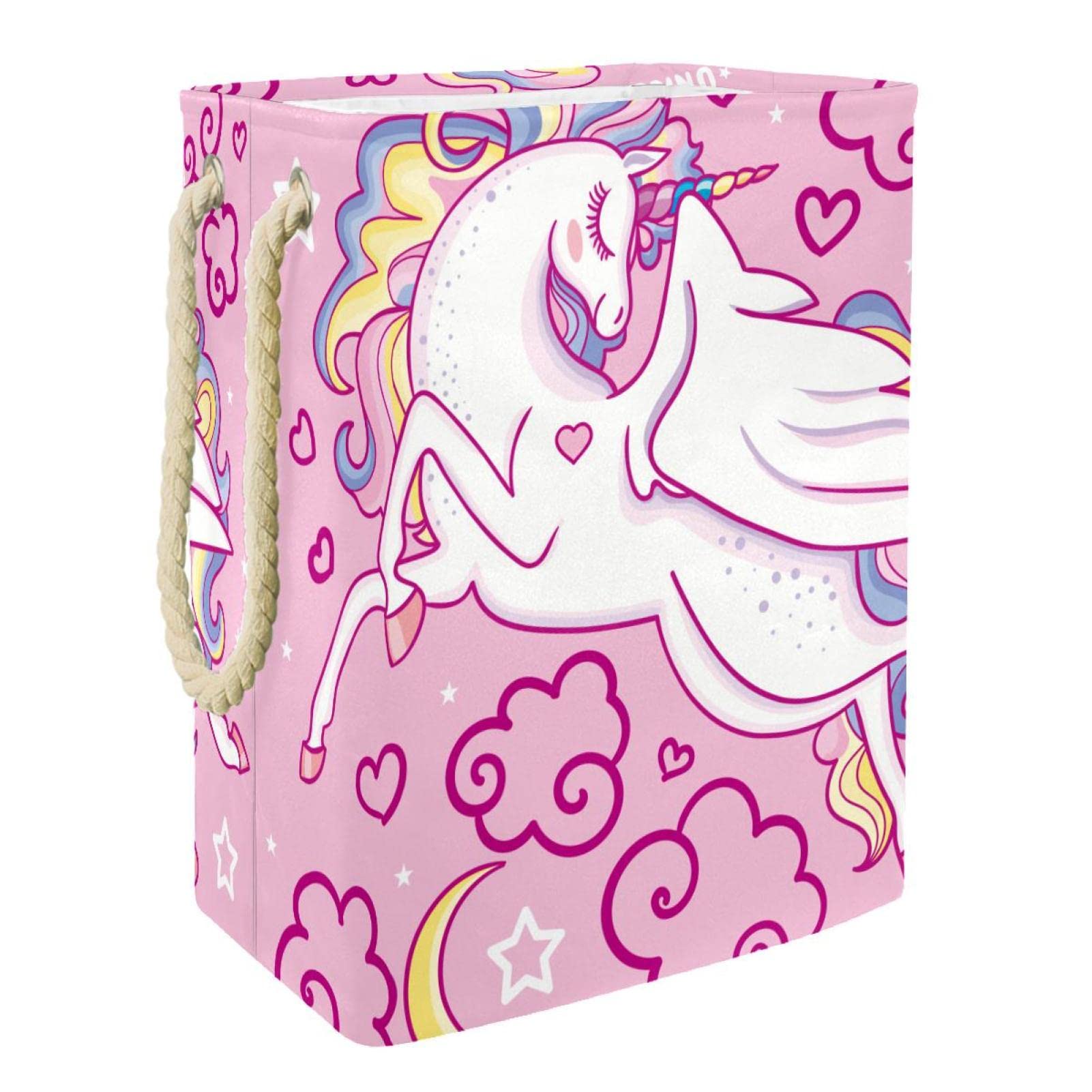 Panier à linge licorne personnalisé avec poignées pour le rangement de chambre