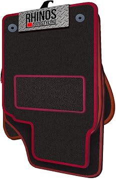 Tailored For MERCEDES A-CLASS AMG 2019 ONWARDS - Non Slip, Complete Carpet Car Floor Mats, All Weather, Anti-Slip Backing, Easy to Clean - Black Mat + Red Leather Edging