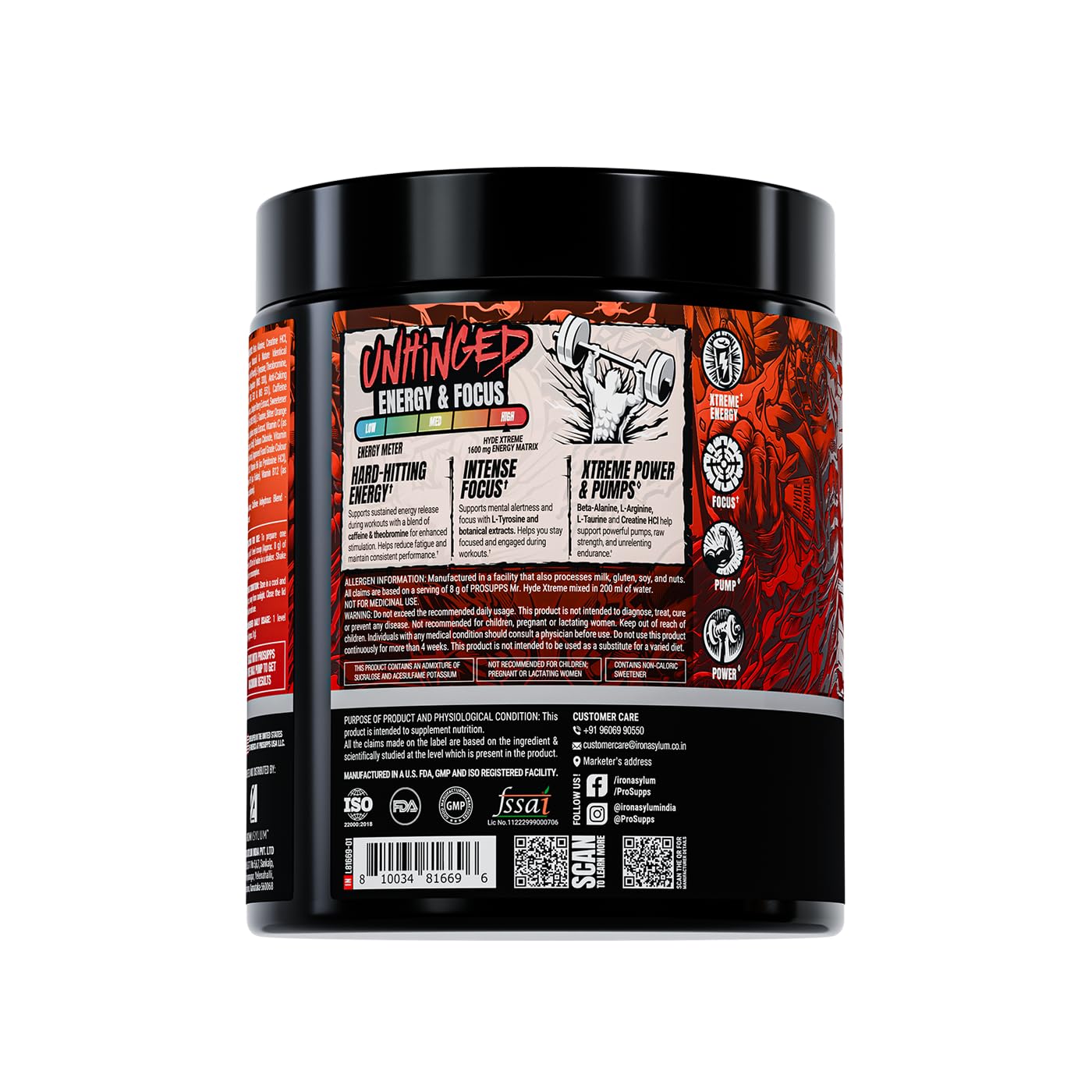 Prosupps HYDE Xtreme - Hard Hitting Energy Pre Workout Supplement | Caffeine, Beta-alanine, Creatine HCl, L-arginine | For Muscle Pump, Vascularity, Strength and Focus | 30 servings (Fruit Punch) — Amazon image 2
