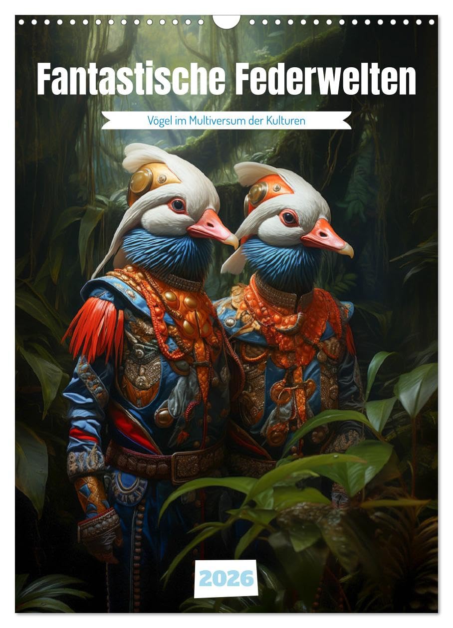 Fantastic feather worlds UK-Version (Wall Calendar 2026 DIN A3 Portrait), CALVENDO 12 Month Wall Calendar — image 1