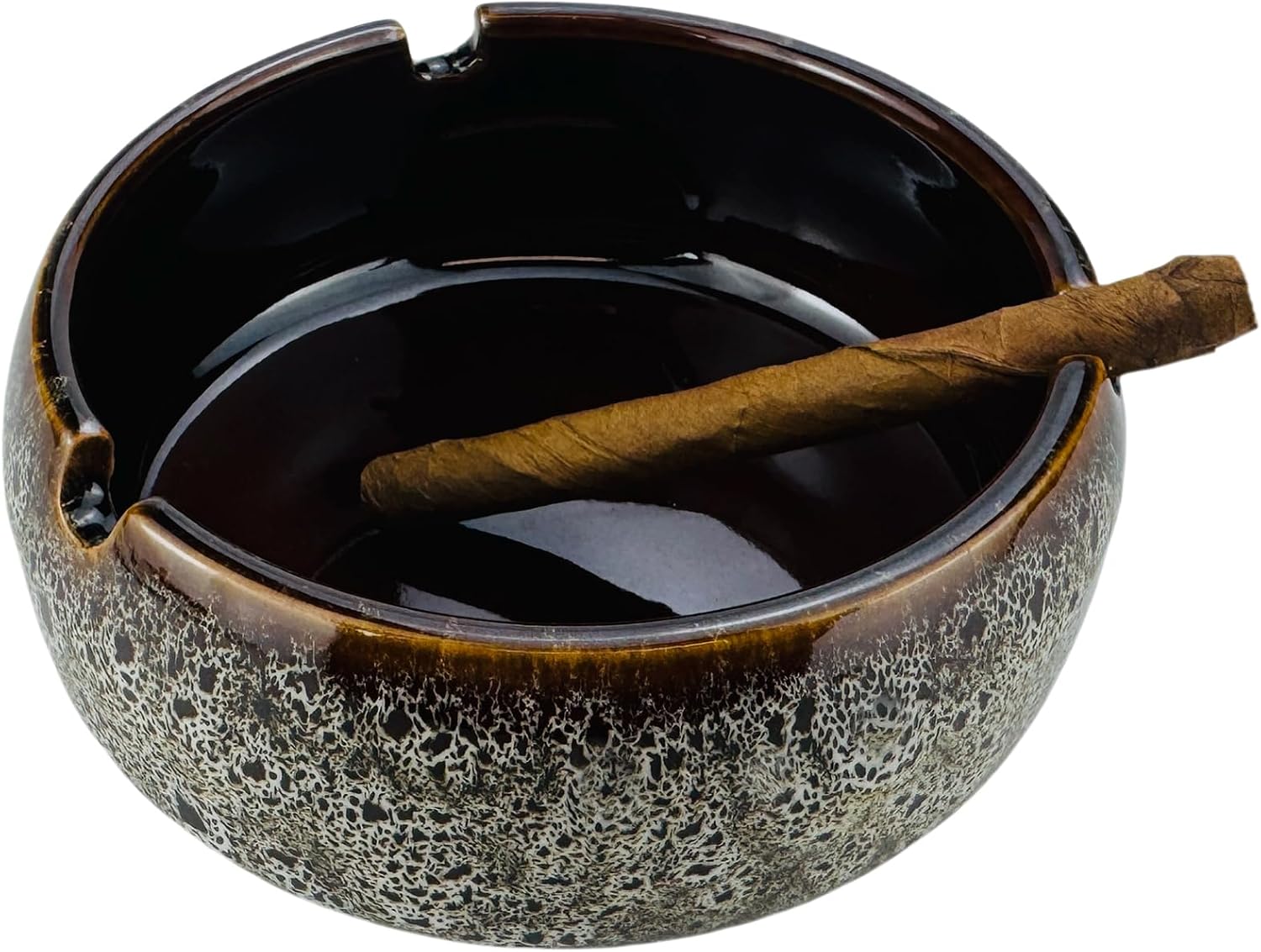 Ceramic Ashtray Stylish Indoor & Outdoor Cigarette Ashtray for Home Coffee Bars and Patios Lava Dazzling Black(white)