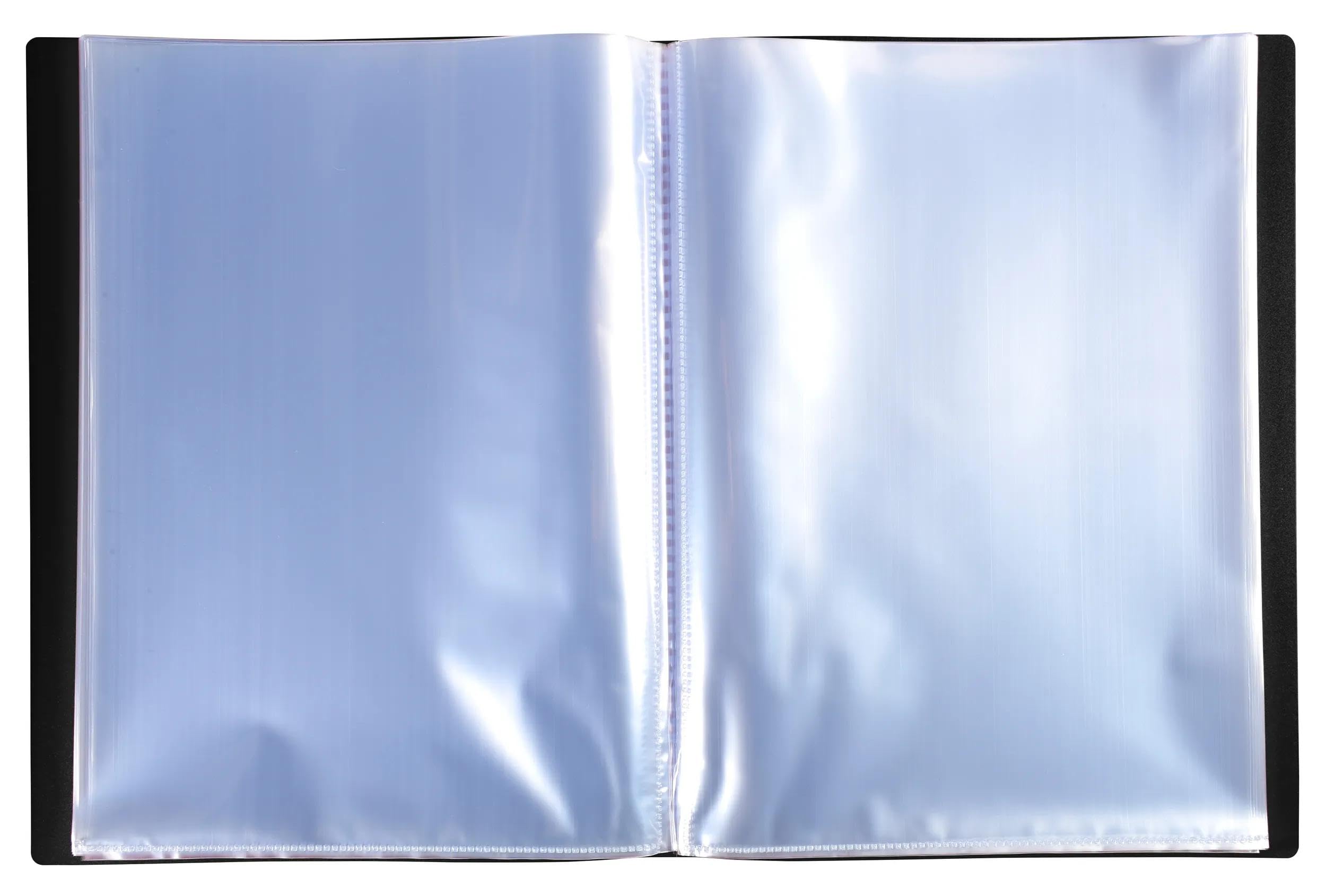 Exacompta - Ref. 8881E OPAK - Cartón de 8 protectores de documentos, 80 fundas de cristal liso, 160 vistas, para tamaño A4, 24 x 32 cm, tapa de polipro semirrígido, color negro