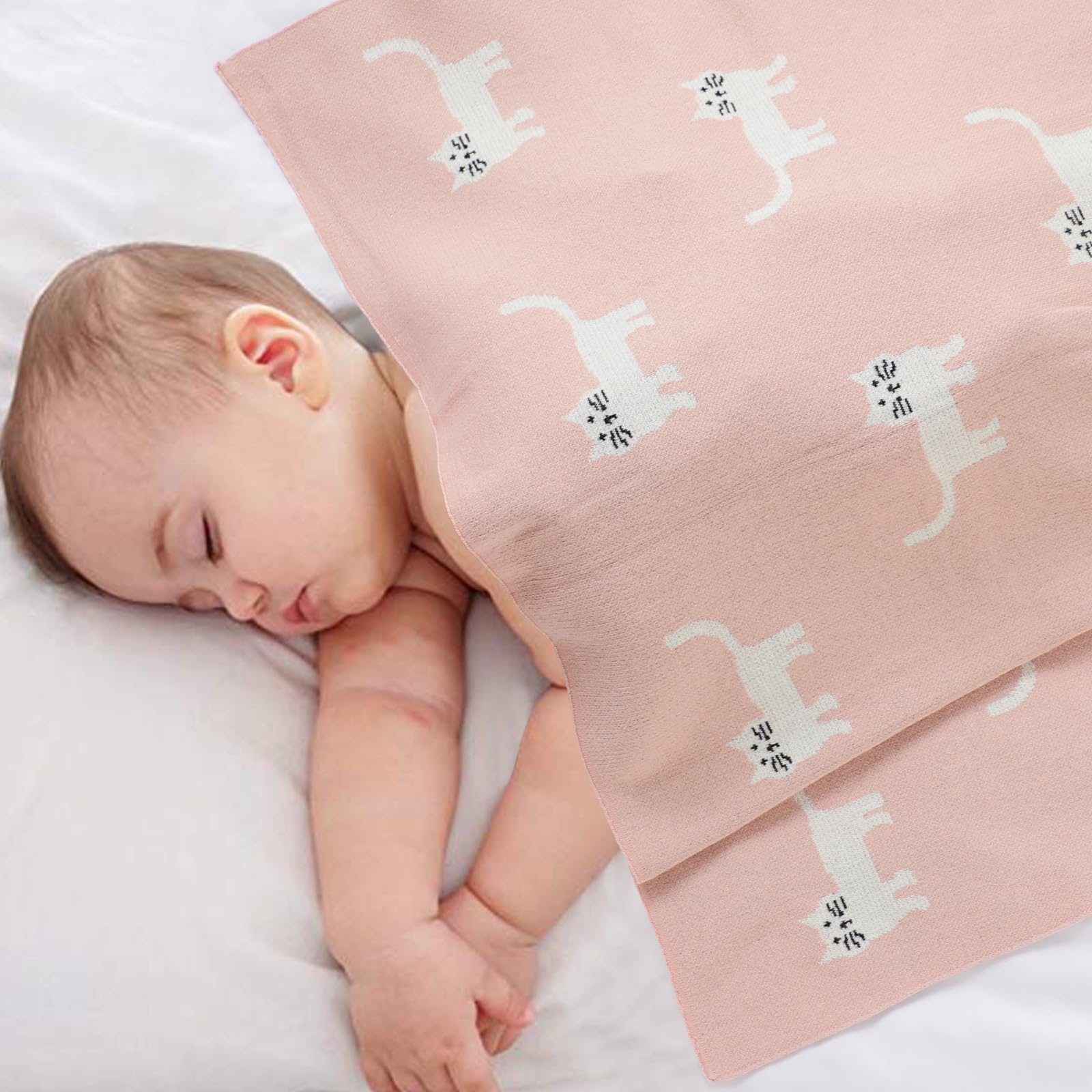 Hadetoto Baby Blanket for Newborn Soft Cozy Knitted Cotton Blankets Baby Essentials Gifts for Newborn Girl Boy 100 x 80cm - Image 2