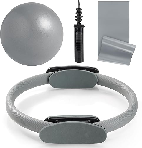 Tsikavo Anillo de pilates, círculo de anillo de pilates y juego de bolas, anillo de pilates mágico de 12 pulgadas, bola de ejercicio pequeña de 9