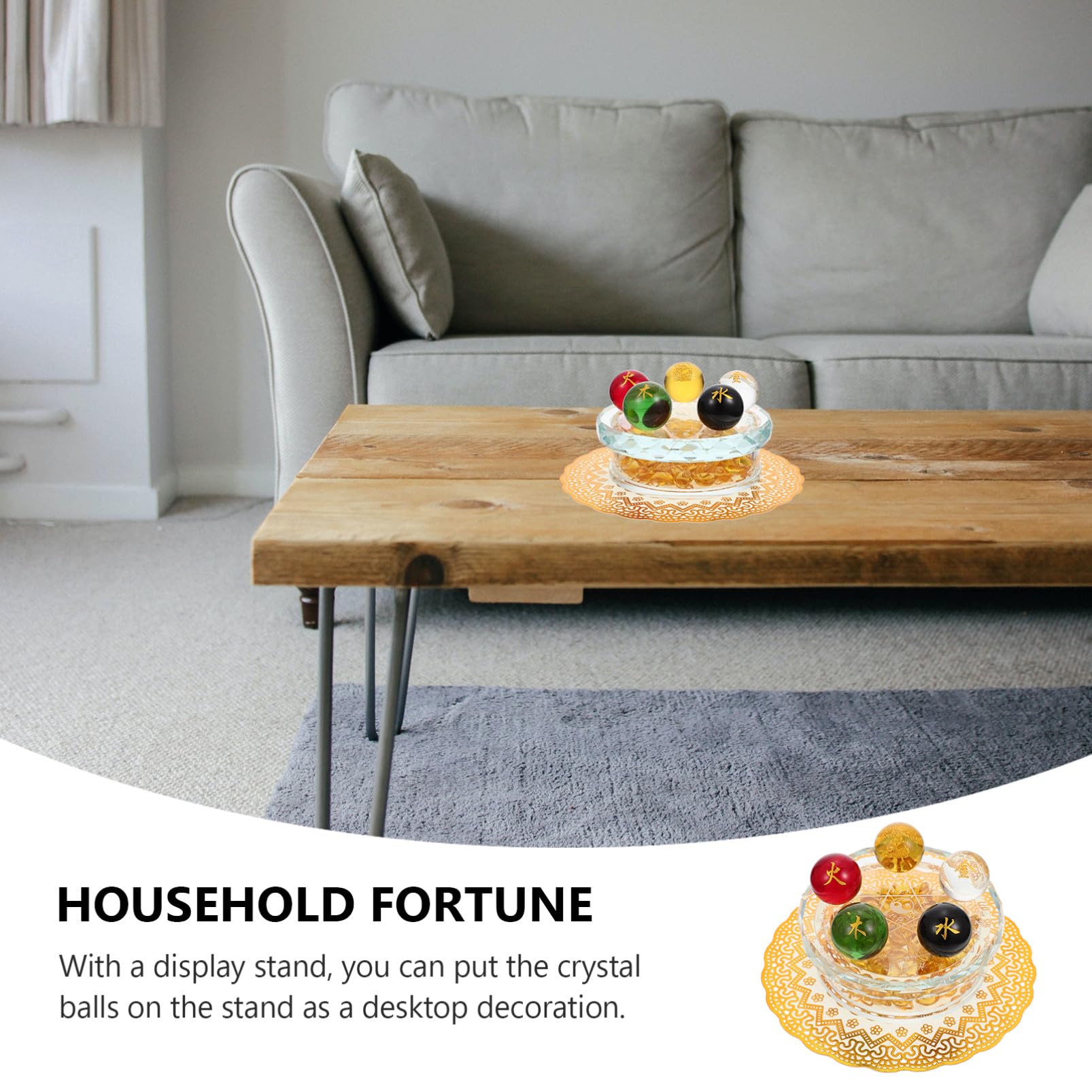 1set Decorazione Chic con Sfere e Supporto di Palle per Benessere e Fortuna Casa Accessorio di Feng Shui per La Tua Casa e Ufficio