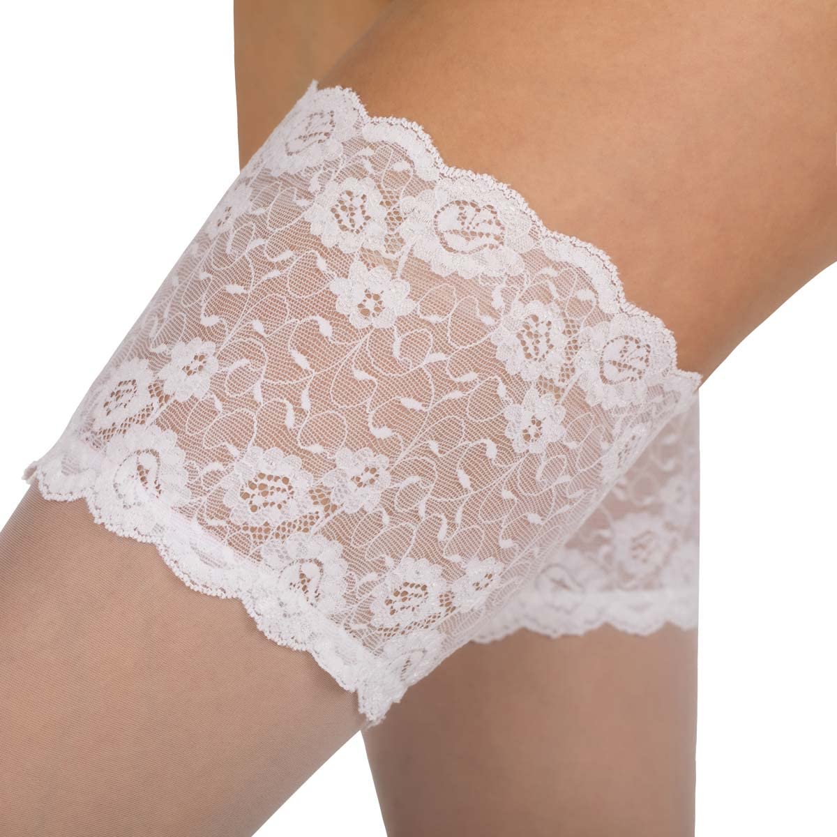 Sarah Borghi Calze Autoreggenti Velati Donna 15 Den con Balza Alta in Pizzo, Ideale per Cerimonie, Made in Italy
