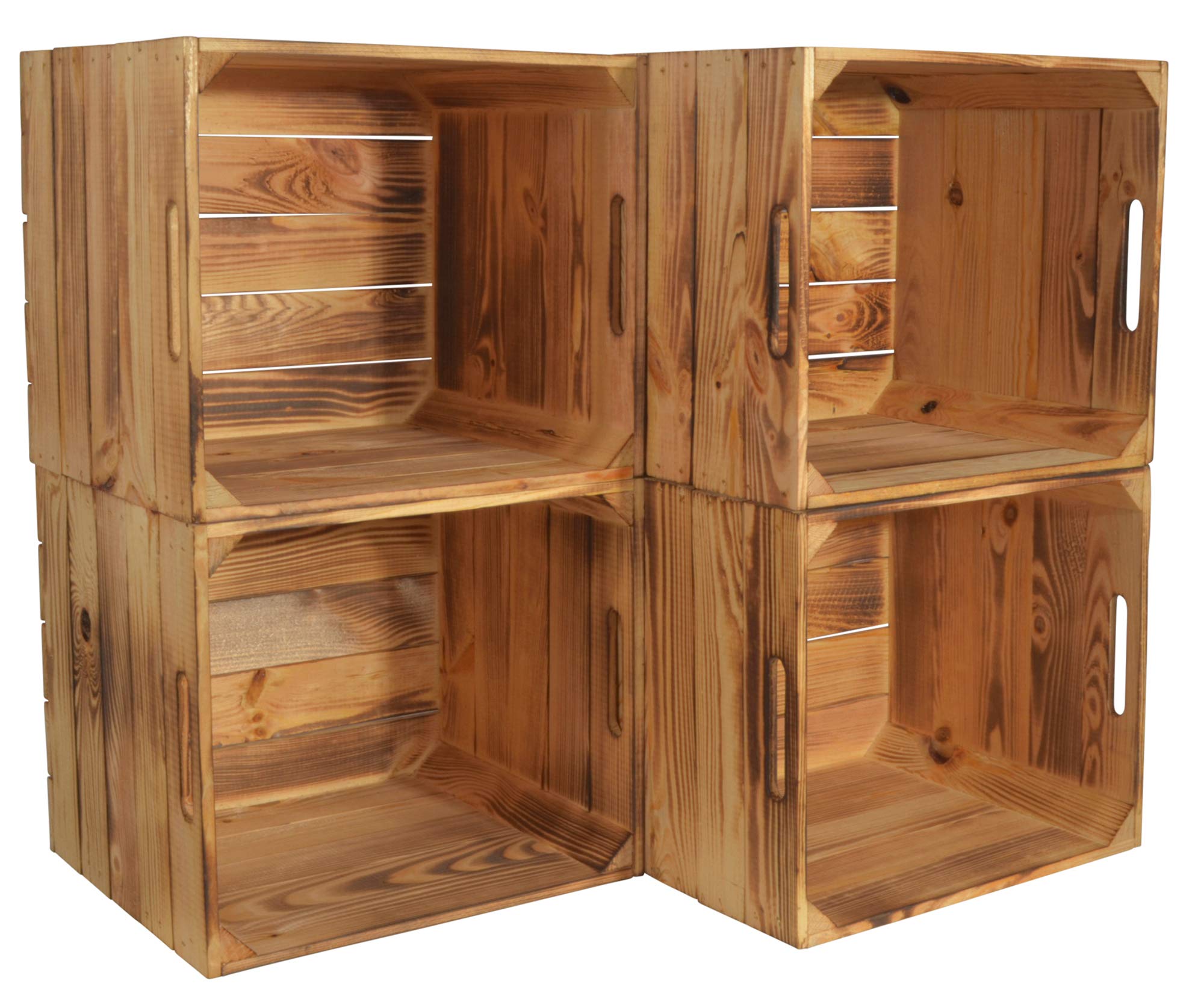 Karl Set di 4 scatole di legno, cassette, scaffali, 33 x 38 x 33 cm