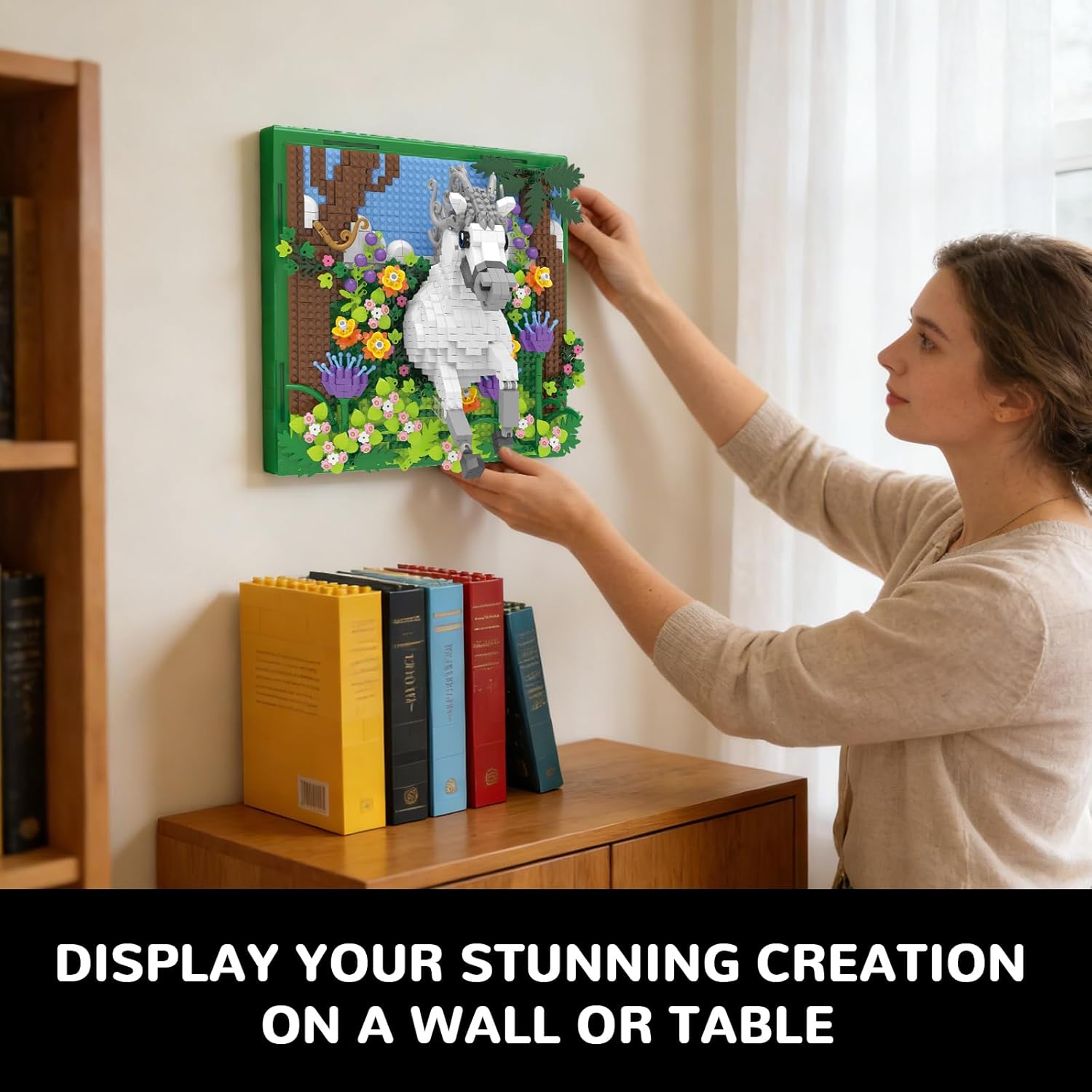 Flowers Horse Animal 3D Wall Art Micro Mini Building Blocks Set, Unique Home Wall Decor or Table Display, No Compatible with Lego, Ideal Gift Toy for Adults & Boys Girls 14+ (1343 PCS)