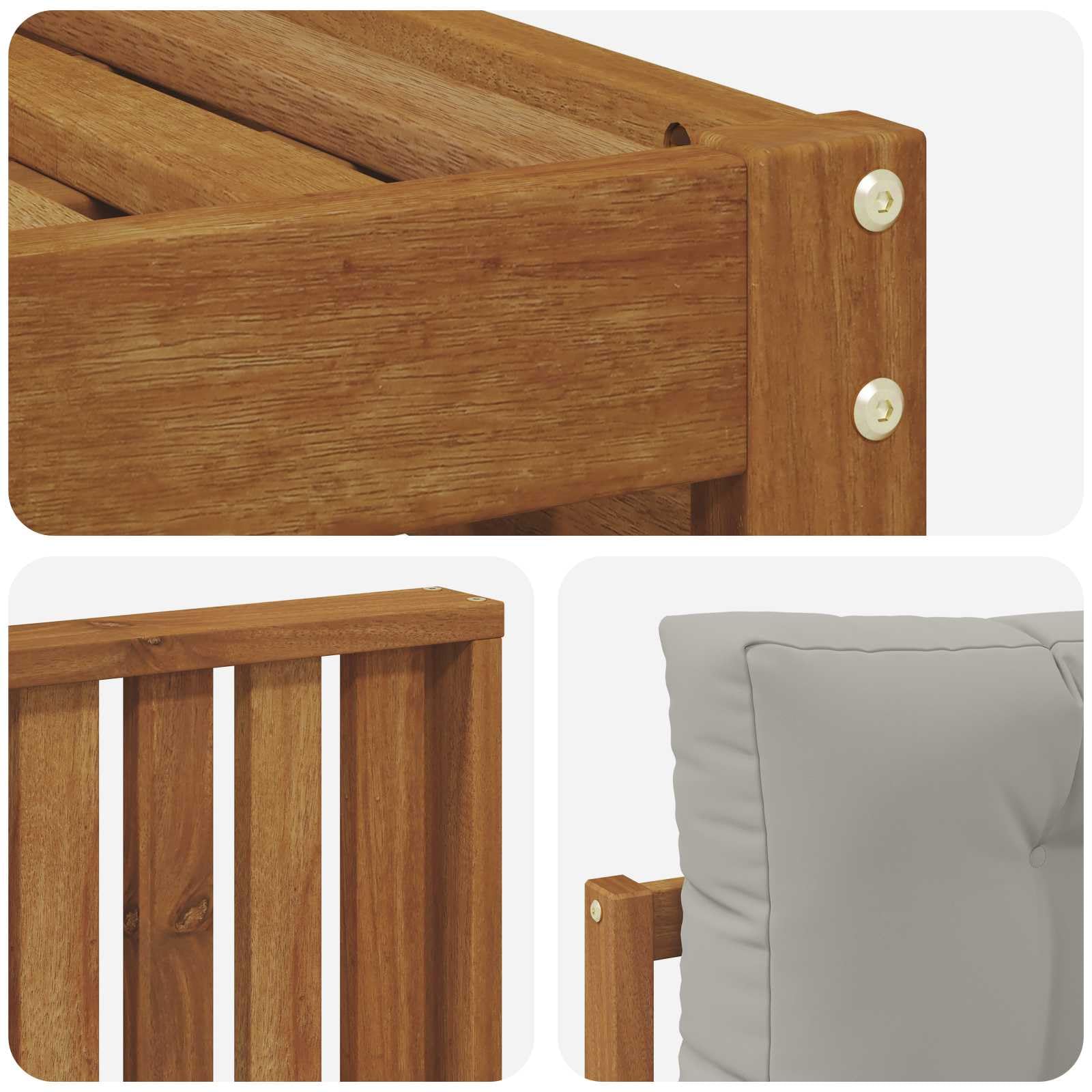 vidaXL Zestawy sof 7 pcs Naturalny i Jasny Szary Lite Drewno Akacji, Ogród, Wygodny zestaw wypoczynkowy, Siedzenie na zewnątrz, Patio, Nowoczesny taras, Meble wygodne