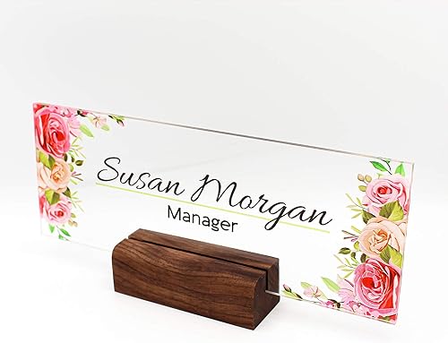 Miniatura 2 de Placa de nombre de escritorio personalizada | Regalo único | Soporte de madera | Decoración de oficina | Placa de nombre del maestro | Letrero |