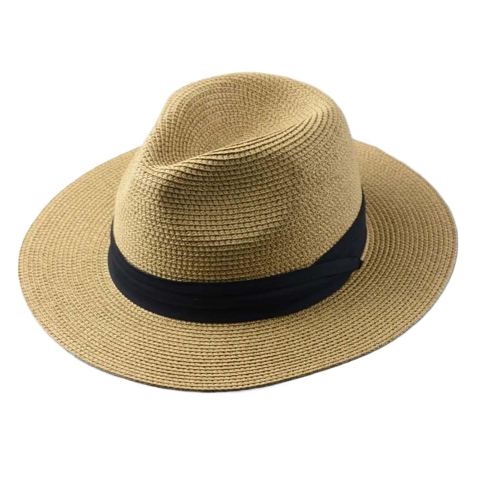 Sombreros de sol para mujer y hombre, Sombrero de paja plegable for hombre, multicolor, varios tamaños(Black,52cm-54.5cm)