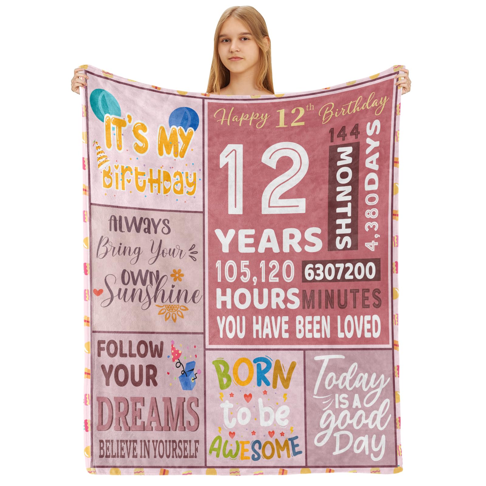 Btzo 12th Birthday Gifts For Girls Happy 12th Birthday Blanket
