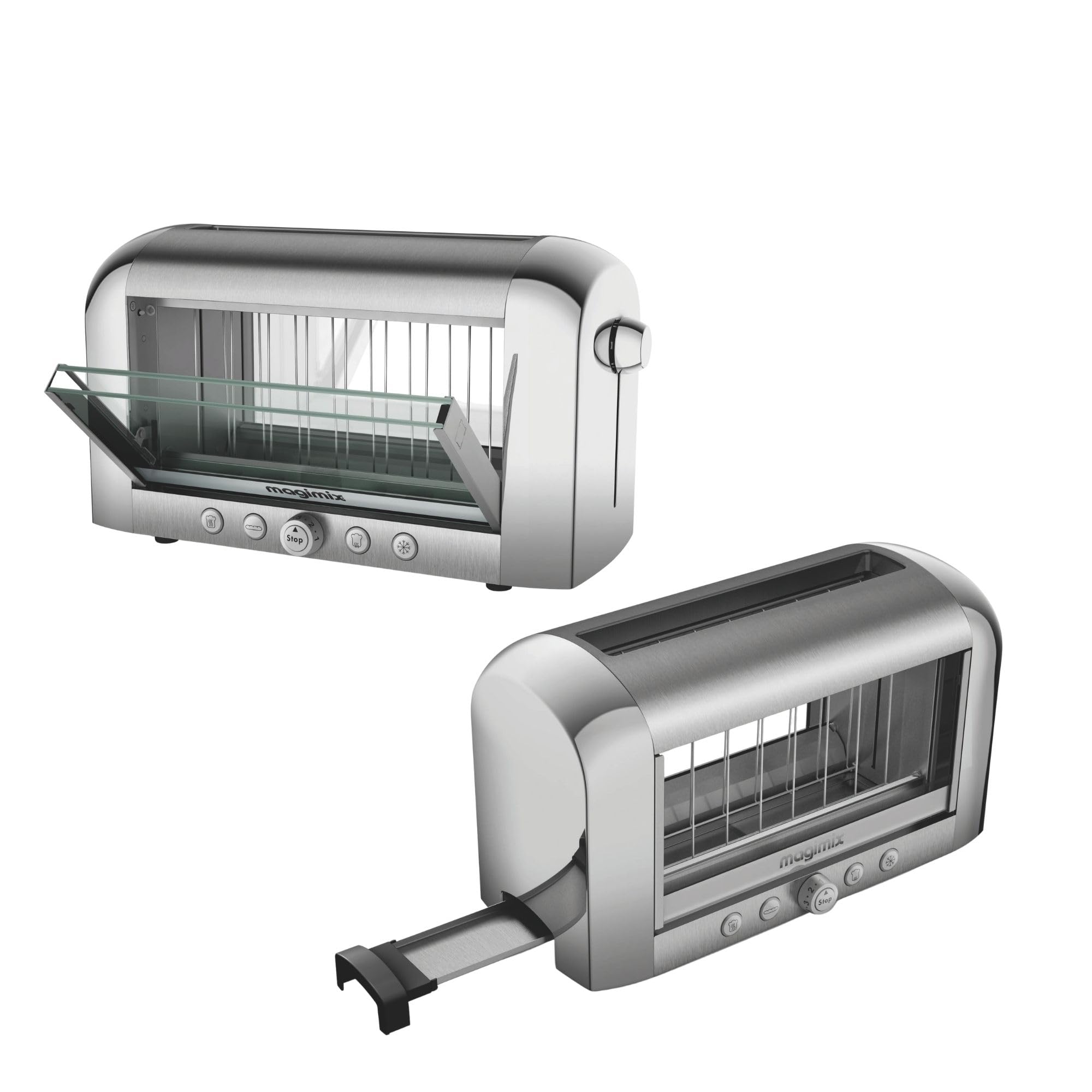 magimix Tostapane - Vision - Toaster con Finestra Panoramica in Vetro, 1450 W, Fessura XL, 4 Funzioni Automatiche, Resistenze al Quarzo Infrarosso, 8 Livelli di Doratura, Nero