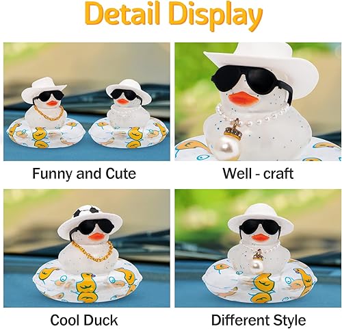 Miniatura 10 de wonuu Accesorios de coche, sombrero de vaquero, patos de goma, decoración de tablero de automóvil, decoración de tablero de goma, pato, accesorios