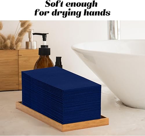 Vista 11 de KAMMAK Servilletas desechables de color verde oscuro con paño de bolsillo como servilletas de papel para cena, paquete de 100 toallas de mano