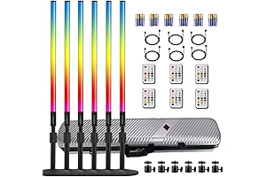 6Pack 4ft Portable 4800mAh Battery Powered RGB Tube Light | Handheld LED Light Stand