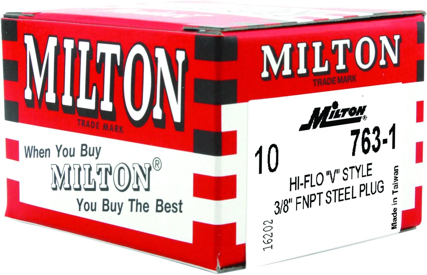 Milton 763-1 3/8" FNPT HIGHFLOWPRO™ V-Style/European Interchange Steel Air Plug Fitting (High Volume Low Pressure Application) -Box of 10