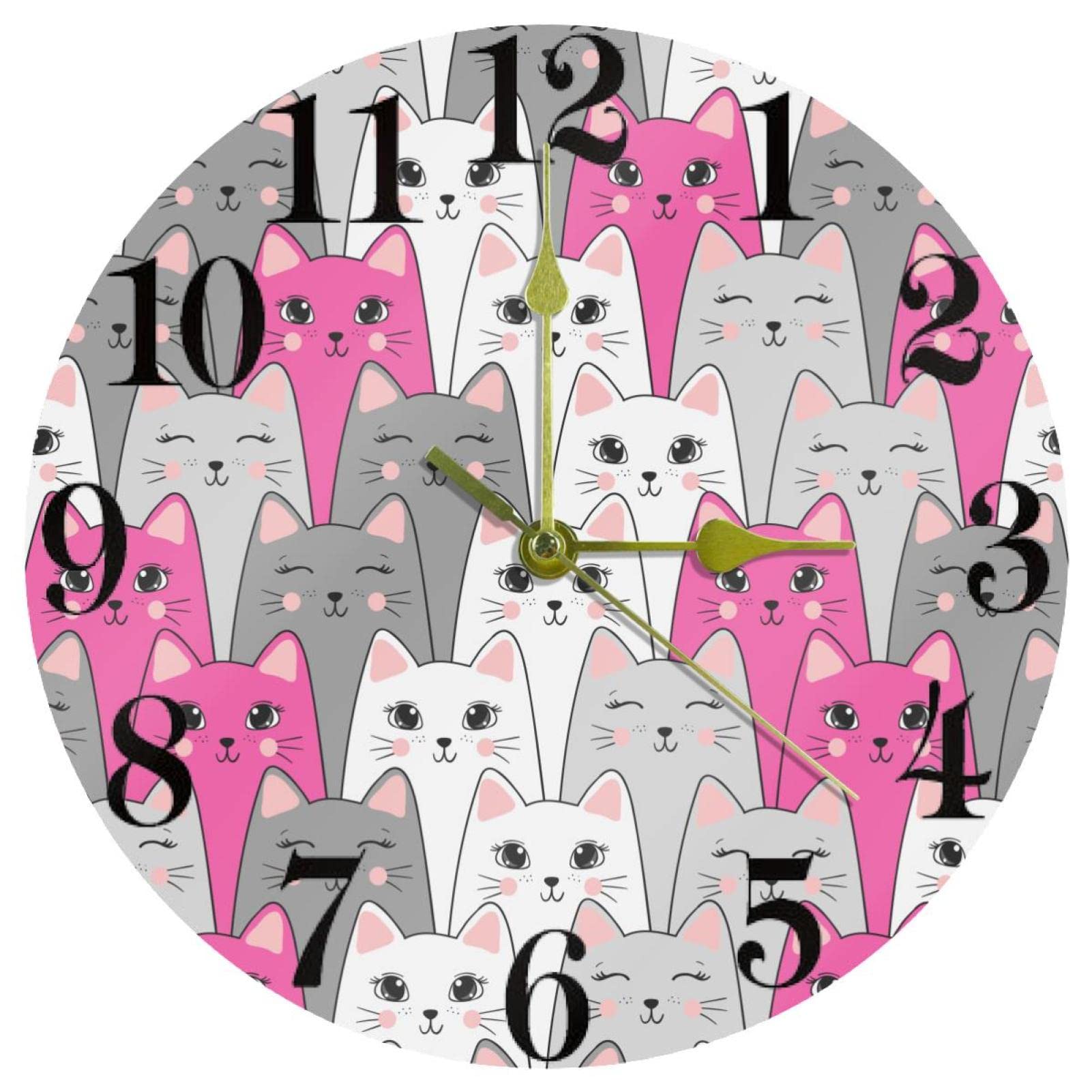 Horloge murale chat mignon pour décoration de cuisine et bureau à la maison