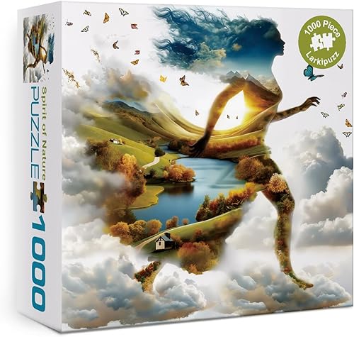 Miniatura 19 de Rompecabezas de dragón de mujer mágica para adultos, 1000 piezas, rompecabezas de flores vintage de fantasía, rompecabezas de arte imposible