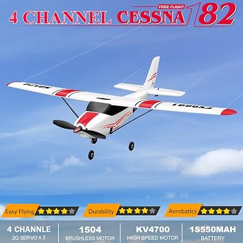 4CH Cessna RC Plane, Brushless Trainer Aircraft for Beginners