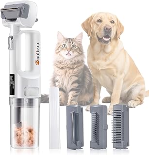 Pet Grooming Vacuum Kits-Dog&Cats Hair Remover Dematting Shedding, Cordless Handheld and Rechargeable Machine Friendly Noise with 9K Suction 300ml Dust Cup Travel/Household