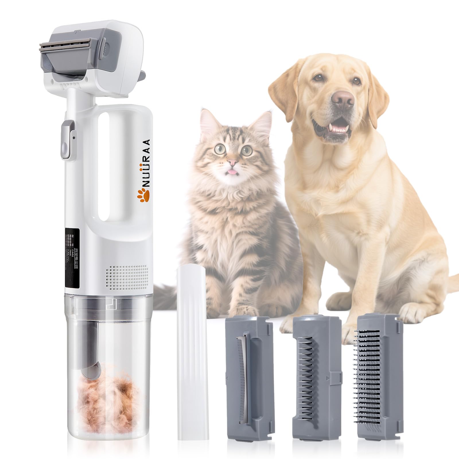 Cats Dogs Grooming Vacuum Kits -Cordless Handheld Fur Remover with 5 Tools Dematting Shedding Brush and Crevice,Rechargeable